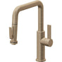 California Faucets - Pull-Down Kitchen Faucet with Squeeze Sprayer  - Quad Spout - Antique Brass Flat