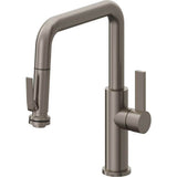 California Faucets - Pull-Down Kitchen Faucet with Squeeze Sprayer  - Quad Spout - Graphite Pvd