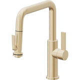 California Faucets - Pull-Down Kitchen Faucet with Squeeze Sprayer  - Quad Spout - Satin Brass Pvd