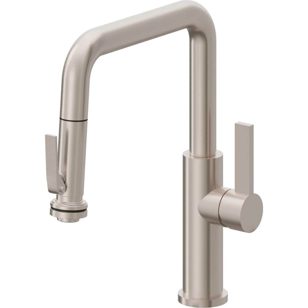California Faucets - Pull-Down Kitchen Faucet with Squeeze Sprayer  - Quad Spout - Gloss White