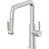 California Faucets - Pull-Down Kitchen Faucet with Squeeze Sprayer  - Quad Spout - Polished Chrome