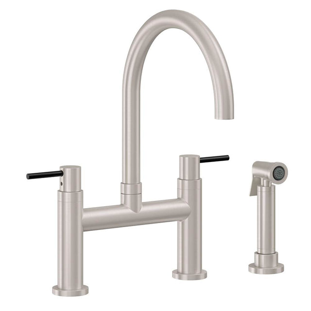 California Faucets - Bridge Kitchen Faucet with Sidespray - Arc Spout - Gloss White