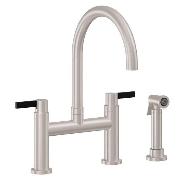 California Faucets - Bridge Kitchen Faucet with Sidespray - Arc Spout - Gloss White
