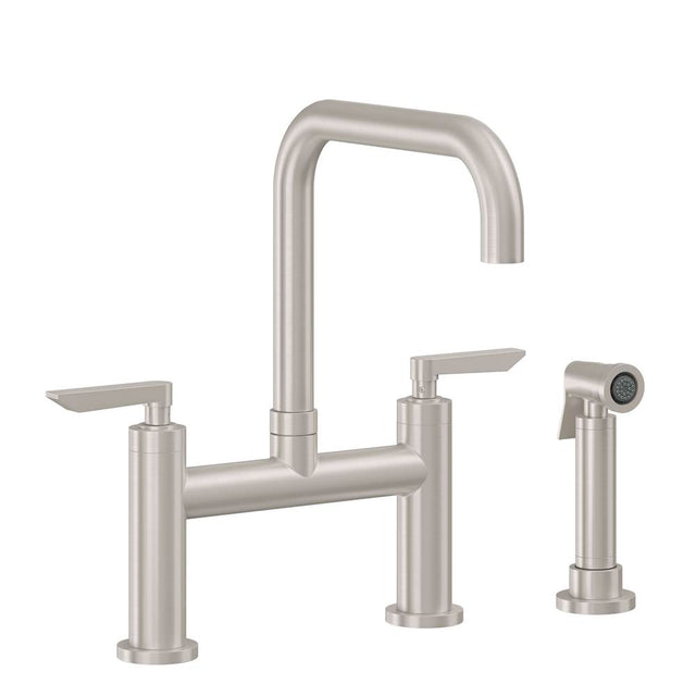 California Faucets - Bridge Kitchen Faucet with Sidespray - Quad Spout - Gloss White