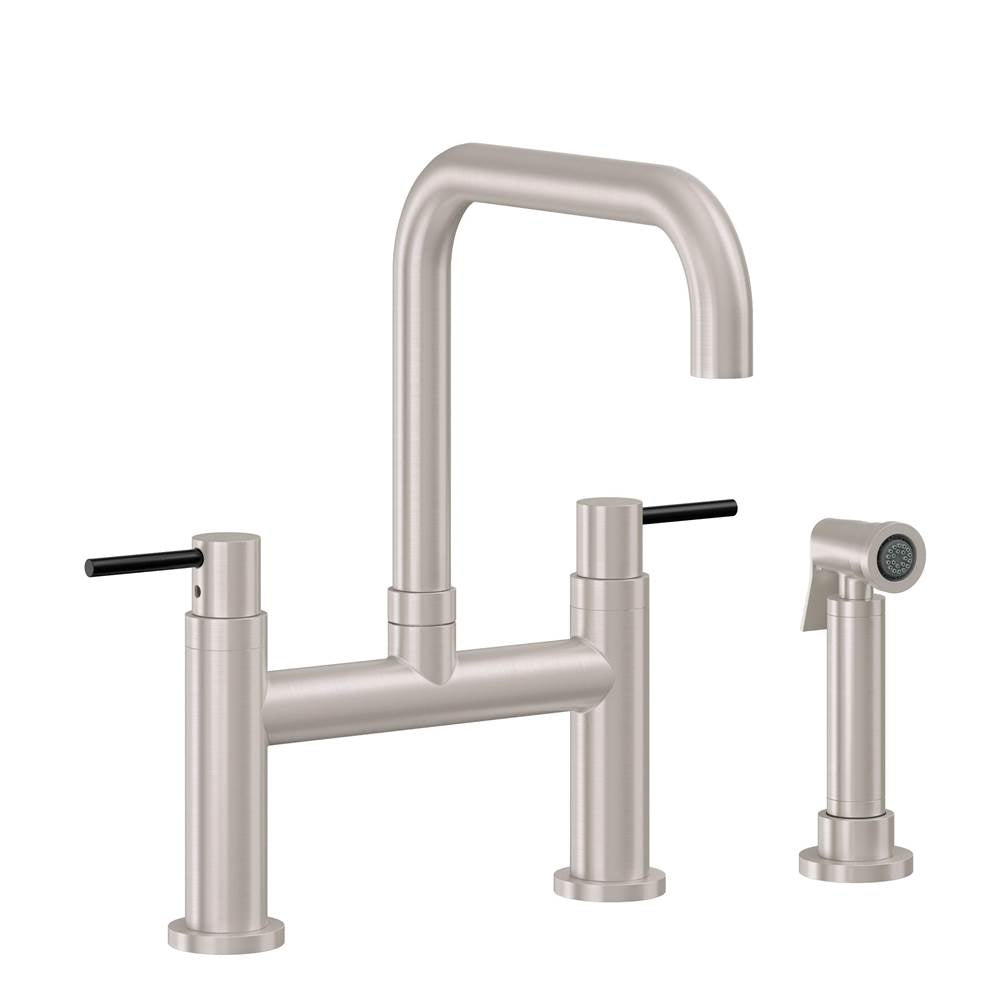California Faucets - Bridge Kitchen Faucet with Sidespray - Quad Spout - Gloss White