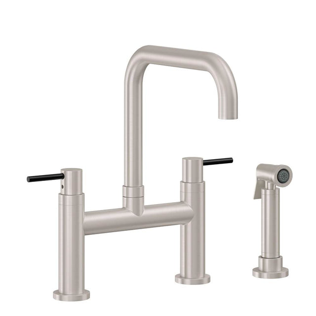 California Faucets - Bridge Kitchen Faucet with Sidespray - Quad Spout - Gloss White