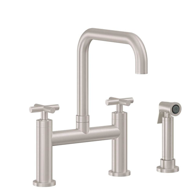California Faucets - Bridge Kitchen Faucet with Sidespray - Quad Spout - Gloss White