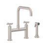 California Faucets - Bridge Kitchen Faucet with Sidespray - Quad Spout - Gloss White