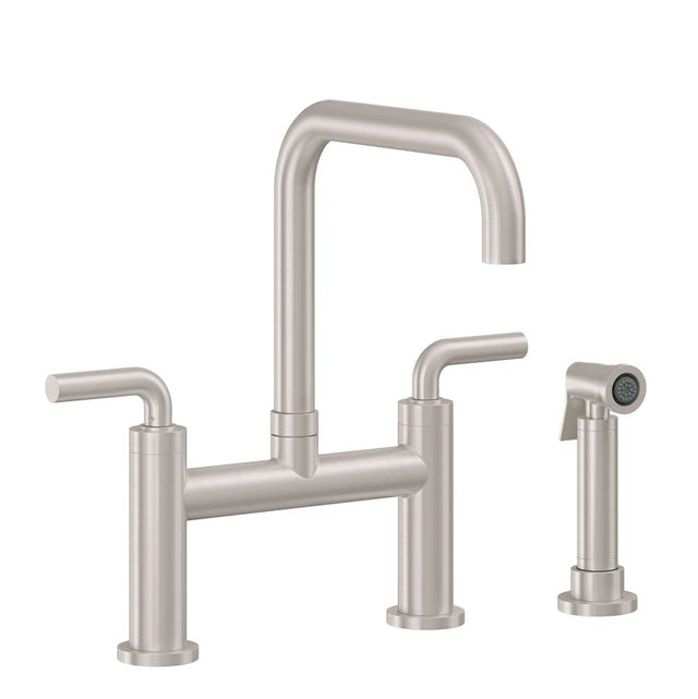 California Faucets - Bridge Kitchen Faucet with Sidespray - Quad Spout - Gloss White