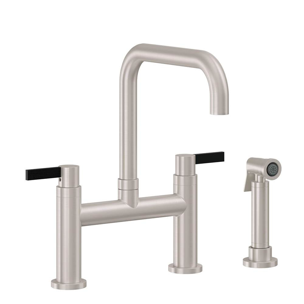 California Faucets - Bridge Kitchen Faucet with Sidespray - Quad Spout - Gloss White