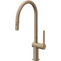 California Faucets - Pull-Down Kitchen Faucet with Button Sprayer  - High Arc Spout - Antique Brass Flat