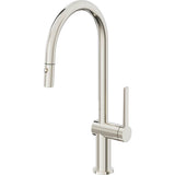 California Faucets - Pull-Down Kitchen Faucet with Button Sprayer  - High Arc Spout - Polished Nickel Pvd