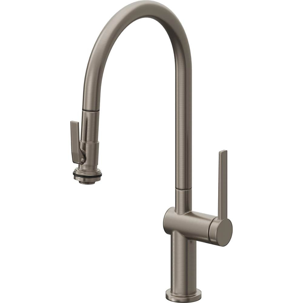 California Faucets - Pull-Down Kitchen Faucet with Squeeze Sprayer  - High Arc Spout - Graphite Pvd