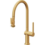 California Faucets - Pull-Down Kitchen Faucet with Squeeze Sprayer  - High Arc Spout - Lifetime Satin Gold Pvd