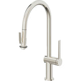 California Faucets - Pull-Down Kitchen Faucet with Squeeze Sprayer  - High Arc Spout - Polished Nickel Pvd