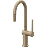 California Faucets - Pull-Down Prep/Bar Faucet with Button Sprayer - Antique Brass Flat