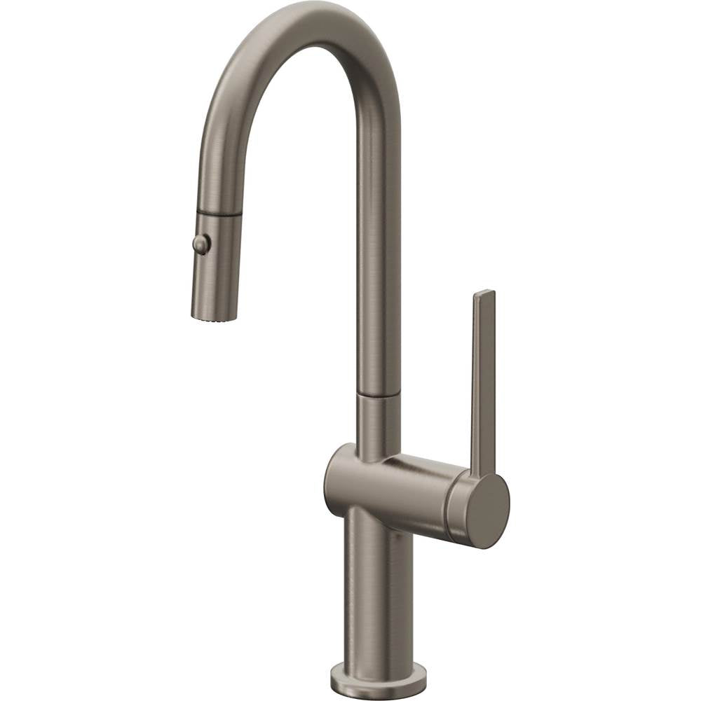 California Faucets - Pull-Down Prep/Bar Faucet with Button Sprayer - Graphite Pvd