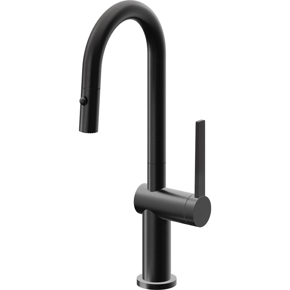California Faucets - Pull-Down Prep/Bar Faucet with Button Sprayer - Matte Black