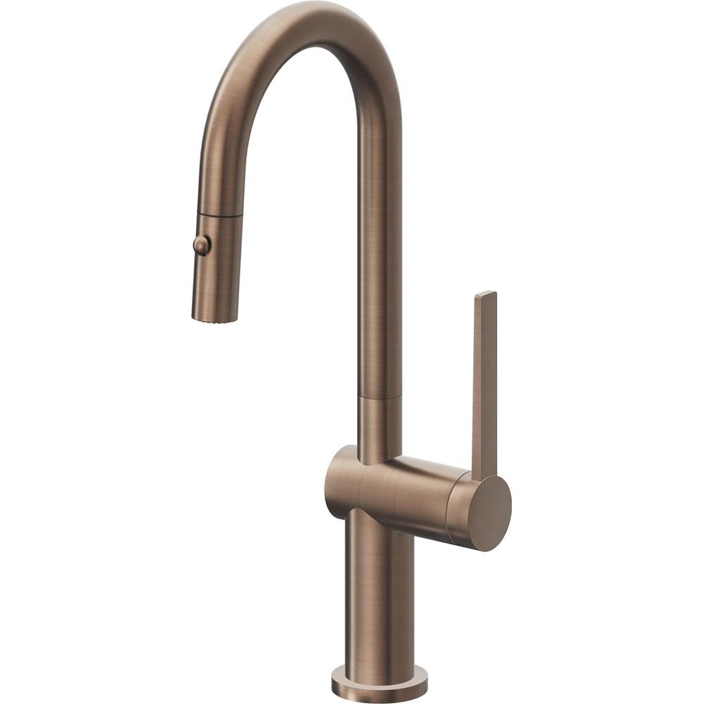 California Faucets - Pull-Down Prep/Bar Faucet with Button Sprayer - Satin Bronze Pvd