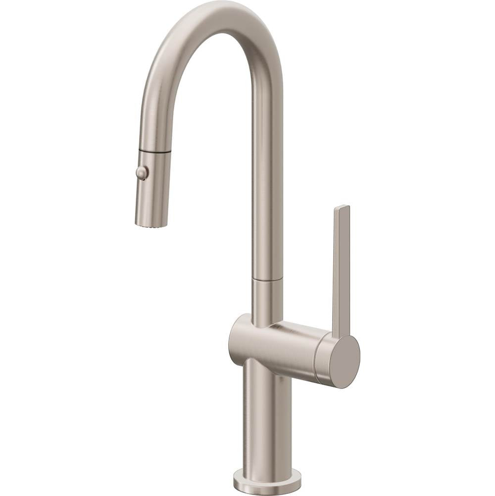 California Faucets - Pull-Down Prep/Bar Faucet with Button Sprayer - Gloss White