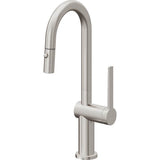 California Faucets - Pull-Down Prep/Bar Faucet with Button Sprayer - Ultra Stainless Steel Pvd
