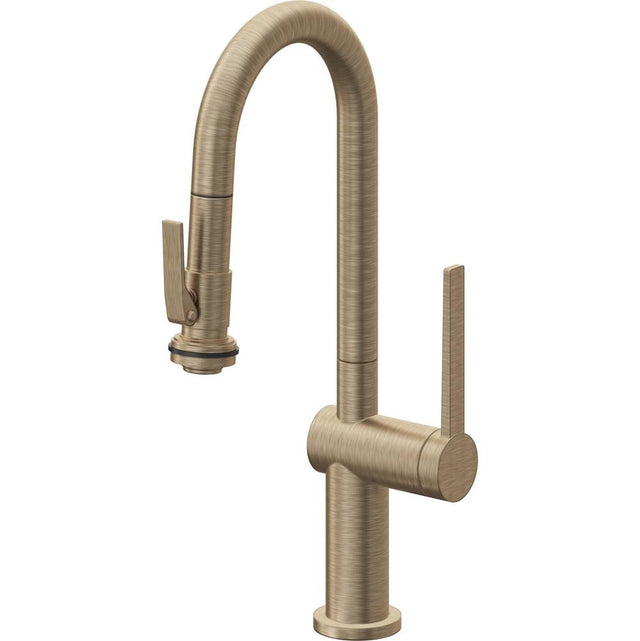 California Faucets - Pull-Down Prep/Bar Faucet with Squeeze Sprayer - Antique Brass Flat