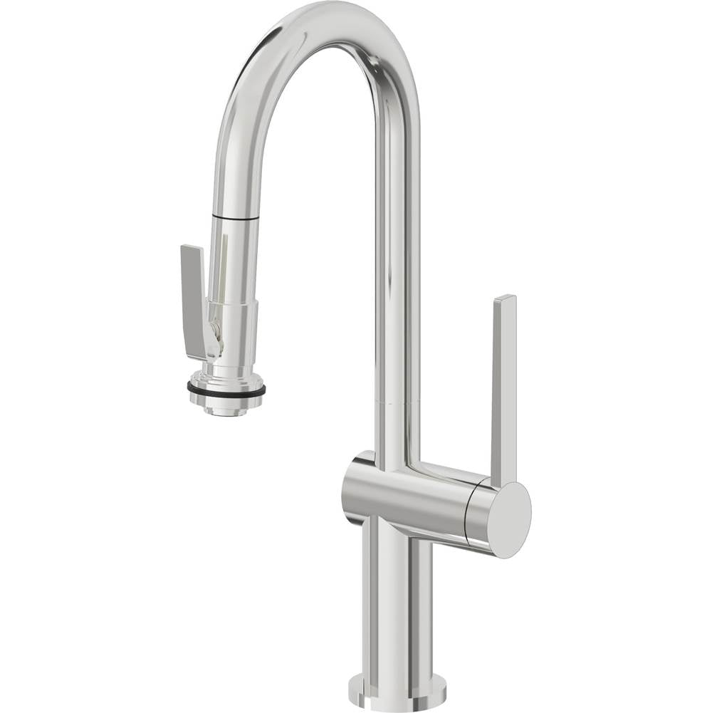 California Faucets - Pull-Down Prep/Bar Faucet with Squeeze Sprayer - Polished Chrome