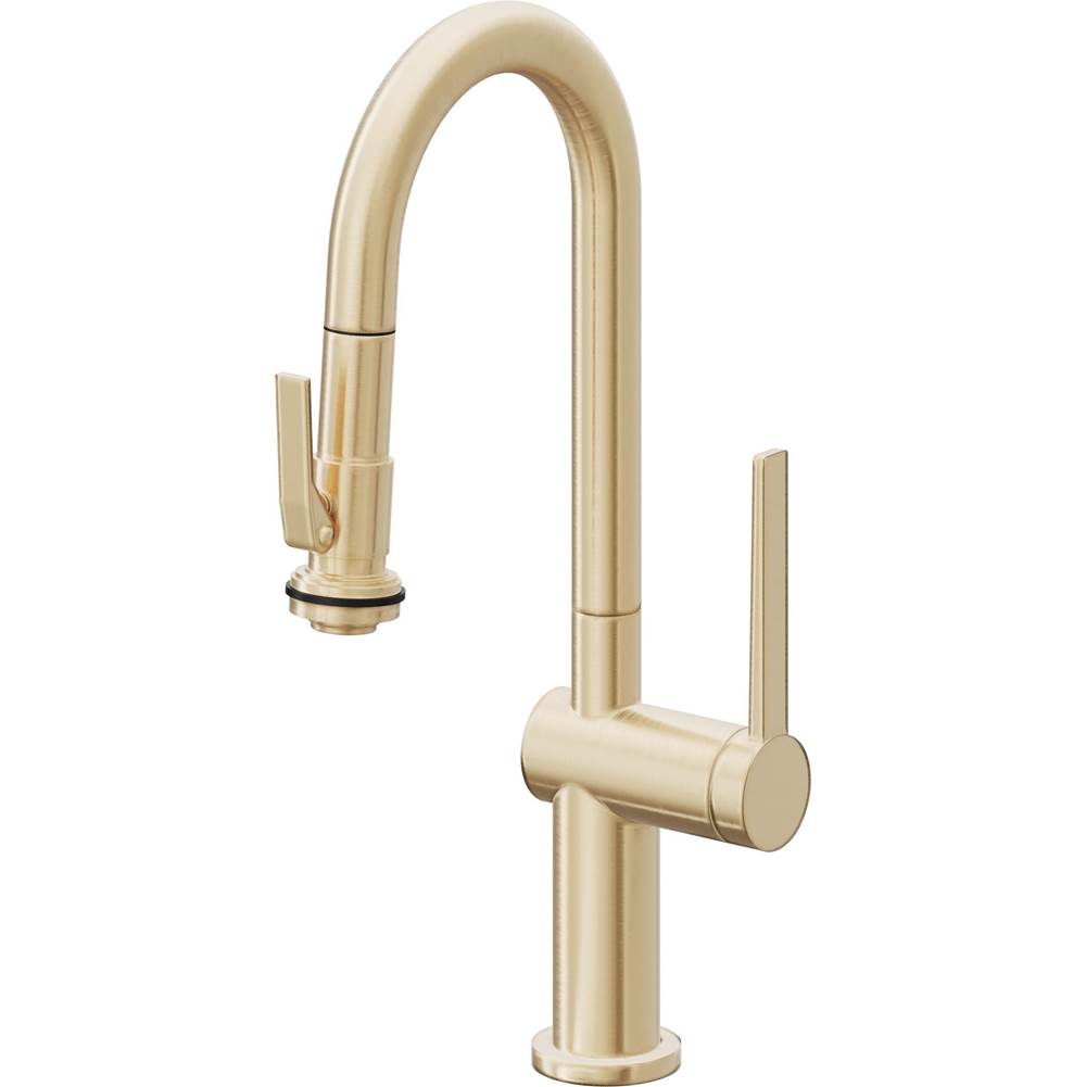 California Faucets - Pull-Down Prep/Bar Faucet with Squeeze Sprayer - Satin Brass Pvd