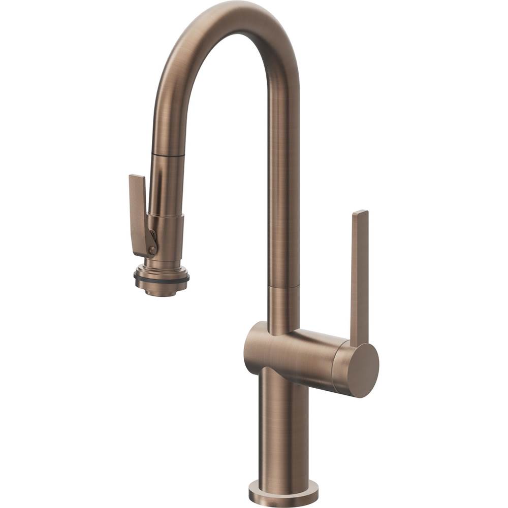 California Faucets - Pull-Down Prep/Bar Faucet with Squeeze Sprayer - Satin Bronze Pvd