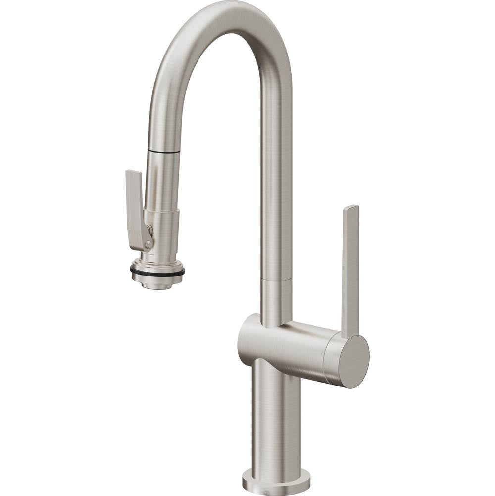 California Faucets - Pull-Down Prep/Bar Faucet with Squeeze Sprayer - Ultra Stainless Steel Pvd