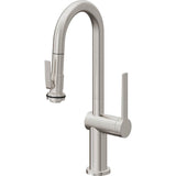 California Faucets - Pull-Down Prep/Bar Faucet with Squeeze Sprayer - Ultra Stainless Steel Pvd