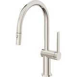California Faucets - Pull-Down Kitchen Faucet with Button Sprayer  - Low Arc Spout - Polished Nickel Pvd