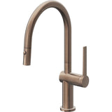 California Faucets - Pull-Down Kitchen Faucet with Button Sprayer  - Low Arc Spout - Satin Bronze Pvd
