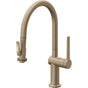 California Faucets - Pull-Down Kitchen Faucet with Squeeze Sprayer  - Low Arc Spout - Antique Brass Flat