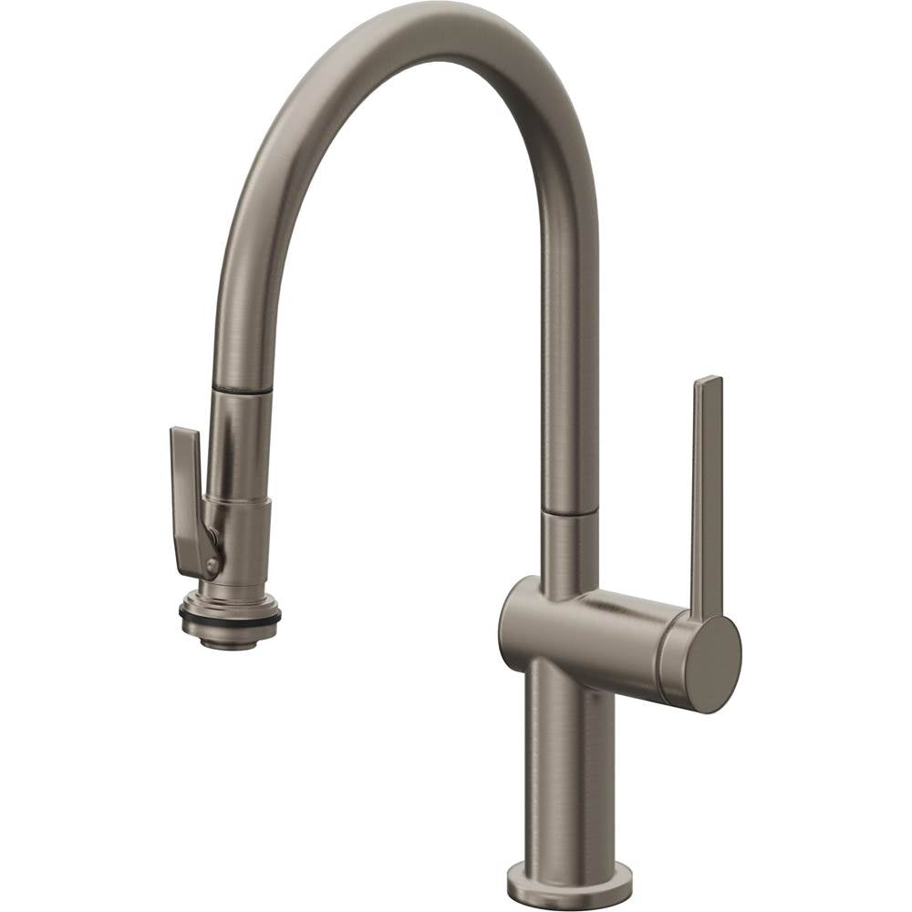 California Faucets - Pull-Down Kitchen Faucet with Squeeze Sprayer  - Low Arc Spout - Graphite Pvd