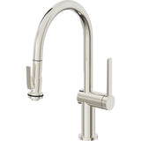 California Faucets - Pull-Down Kitchen Faucet with Squeeze Sprayer  - Low Arc Spout - Polished Nickel Pvd