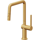 California Faucets - Pull-Down Kitchen Faucet with Button Sprayer  - Quad Spout - Lifetime Satin Gold Pvd