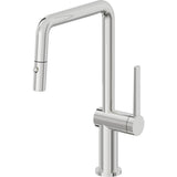 California Faucets - Pull-Down Kitchen Faucet with Button Sprayer  - Quad Spout - Polished Chrome