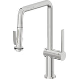 California Faucets - Pull-Down Kitchen Faucet with Squeeze Sprayer  - Quad Spout - Polished Chrome