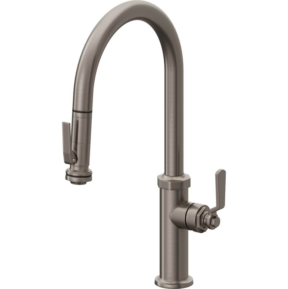 California Faucets - Pull-Down Kitchen Faucet with Squeeze Sprayer  - High Arc Spout - Graphite Pvd