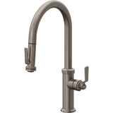 California Faucets - Pull-Down Kitchen Faucet with Squeeze Sprayer  - High Arc Spout - Graphite Pvd
