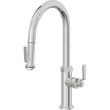 California Faucets - Pull-Down Kitchen Faucet with Squeeze Sprayer  - High Arc Spout - Polished Chrome