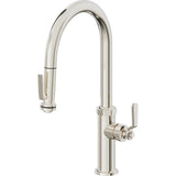 California Faucets - Pull-Down Kitchen Faucet with Squeeze Sprayer  - High Arc Spout - Polished Nickel Pvd