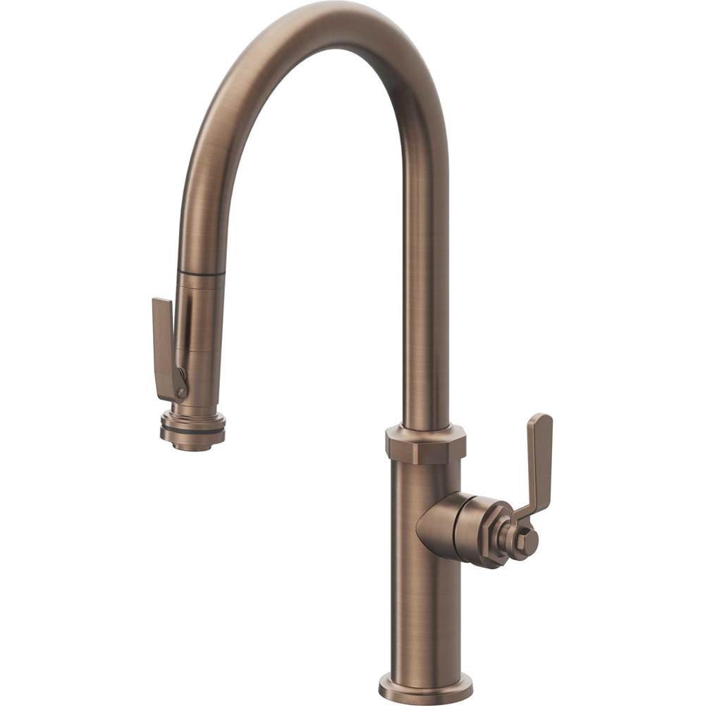 California Faucets - Pull-Down Kitchen Faucet with Squeeze Sprayer  - High Arc Spout - Satin Bronze Pvd