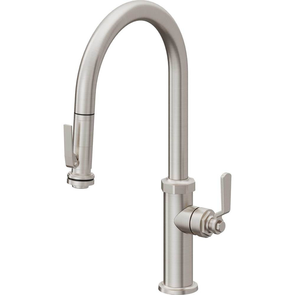 California Faucets - Pull-Down Kitchen Faucet with Squeeze Sprayer  - High Arc Spout - Ultra Stainless Steel Pvd