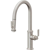 California Faucets - Pull-Down Kitchen Faucet with Squeeze Sprayer  - High Arc Spout - Ultra Stainless Steel Pvd