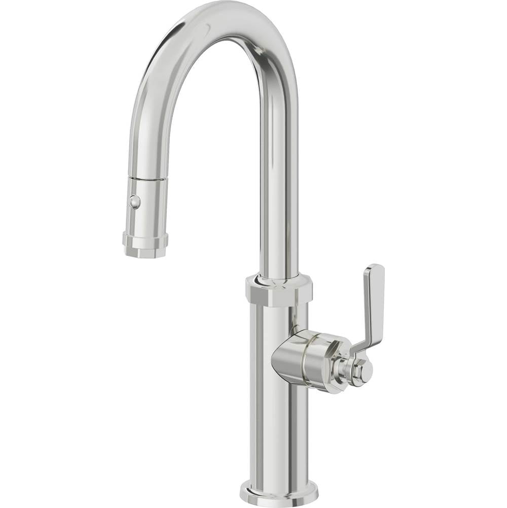 California Faucets - Pull-Down Prep/Bar Faucet with Button Sprayer - Polished Chrome