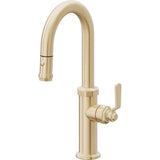 California Faucets - Pull-Down Prep/Bar Faucet with Button Sprayer - Satin Brass Pvd