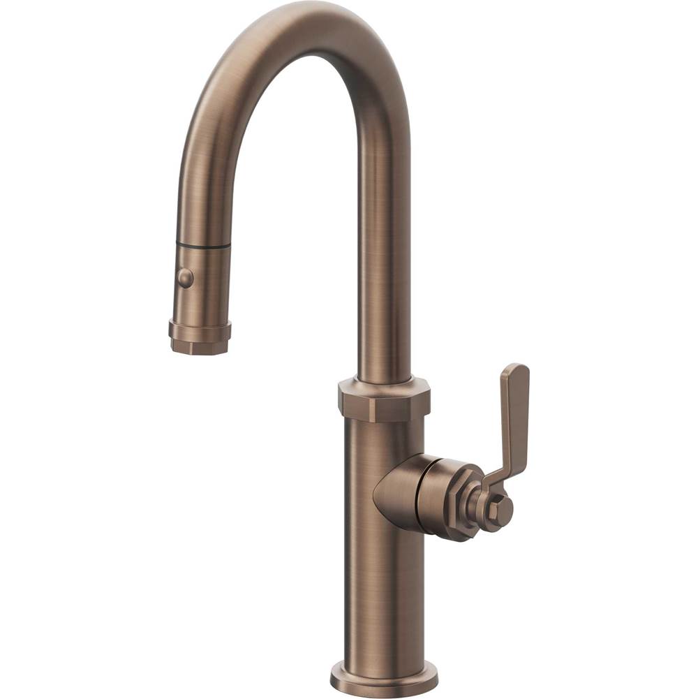 California Faucets - Pull-Down Prep/Bar Faucet with Button Sprayer - Satin Bronze Pvd