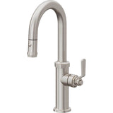 California Faucets - Pull-Down Prep/Bar Faucet with Button Sprayer - Ultra Stainless Steel Pvd